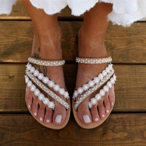 Flat Com Chinelos Femininos Flip-flop Strass