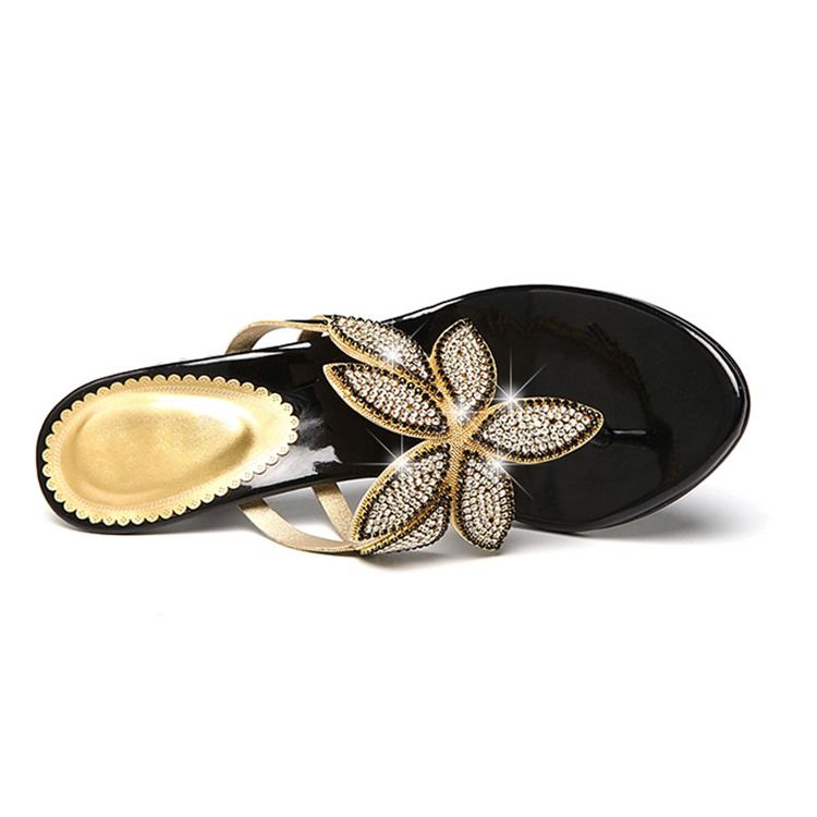 Floal Strass Thong Slip-on Feminino Sapatos Mules