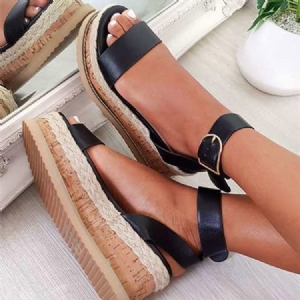 Open Toe Buckle Platform Western Mulheres Sandals