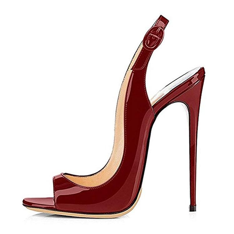 Sandálias Vermelhas Femininas De Salto Agulha Slingback