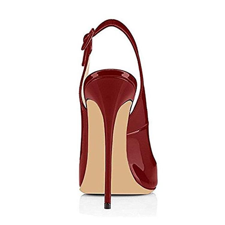 Sandálias Vermelhas Femininas De Salto Agulha Slingback