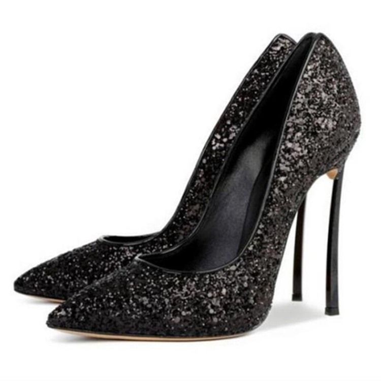 Glit Sequin Stiletto Heel Slip-on Sapatos De Baile Femininos