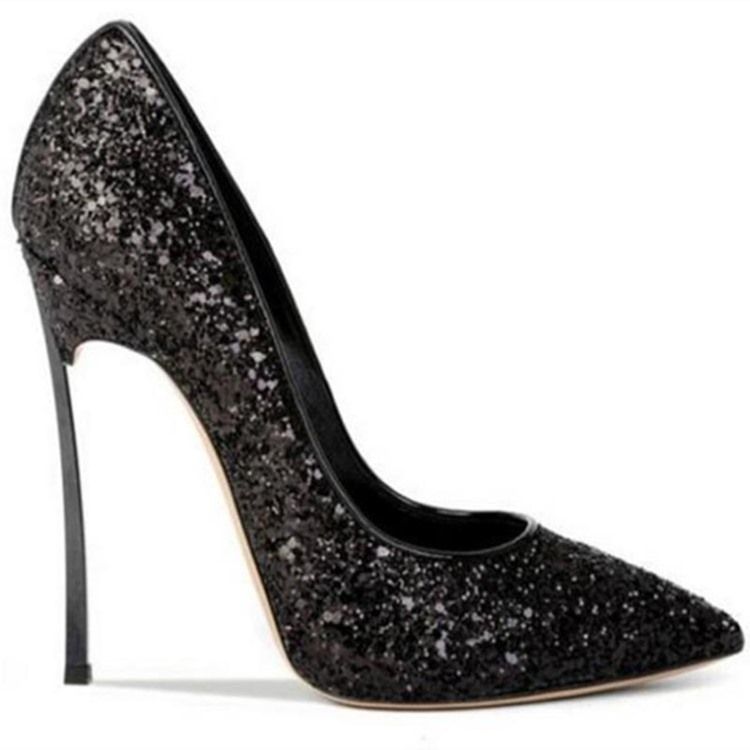 Glit Sequin Stiletto Heel Slip-on Sapatos De Baile Femininos