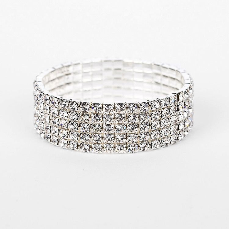 Diamante Plain Romântico Pulseiras Femininas De Casamento