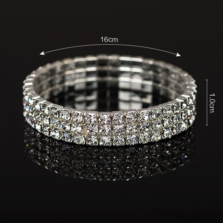 Diamante Plain Romântico Pulseiras Femininas De Casamento