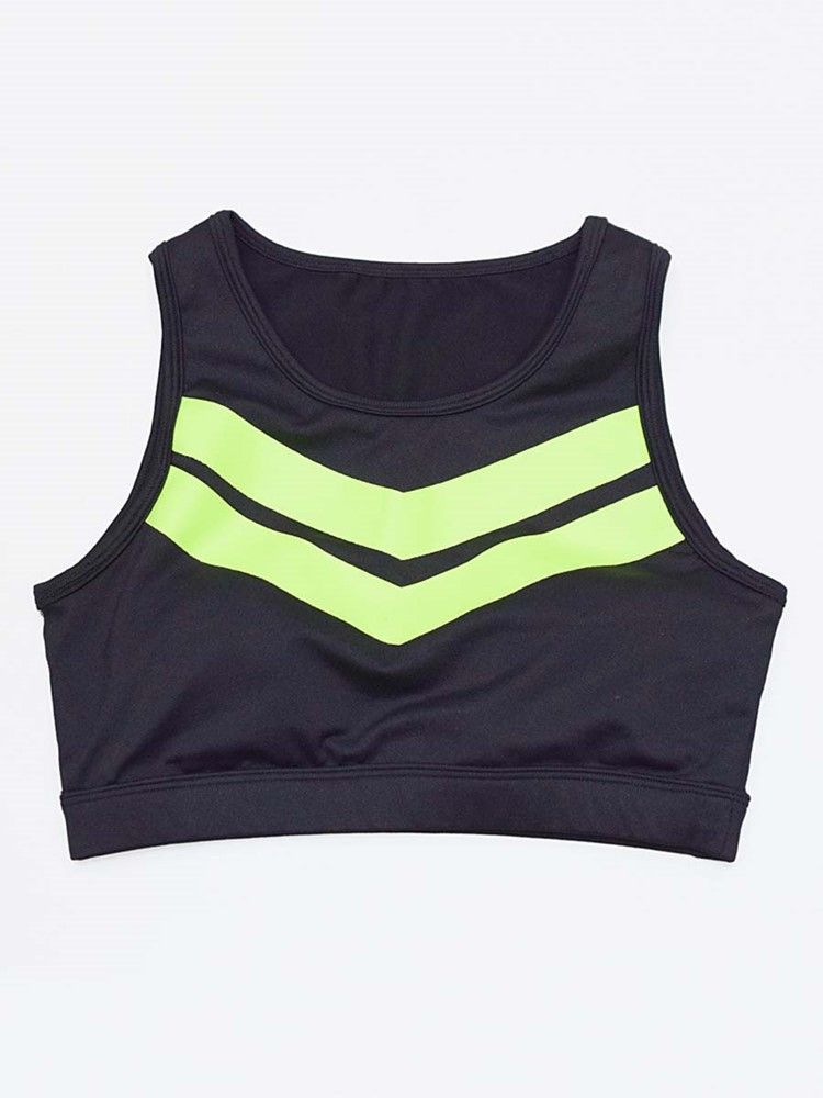 Conjunto De Esportes Feminino Patchwork Color Block Anti-sweat Yoga Sem Mangas