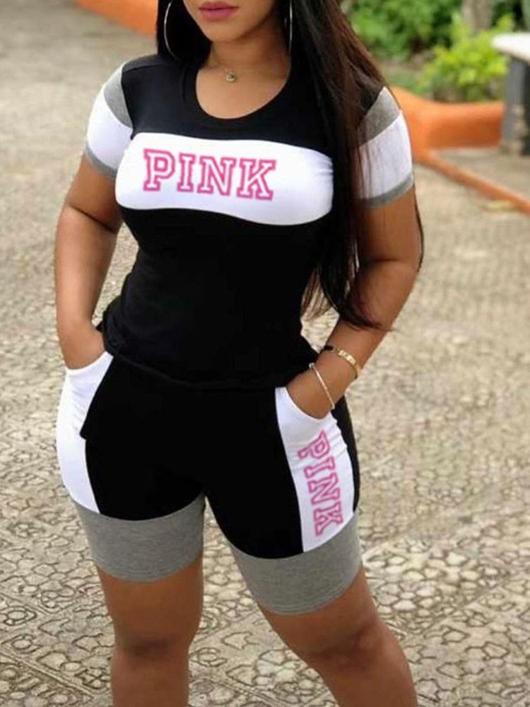 Conjunto De Roupas Femininas De Pulôver De Poliéster Bloco Colorido