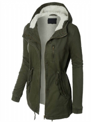 Casaco Feminino Slim Verde Militar Com Cordões