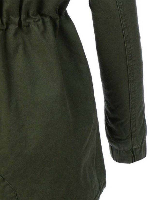 Casaco Feminino Slim Verde Militar Com Cordões