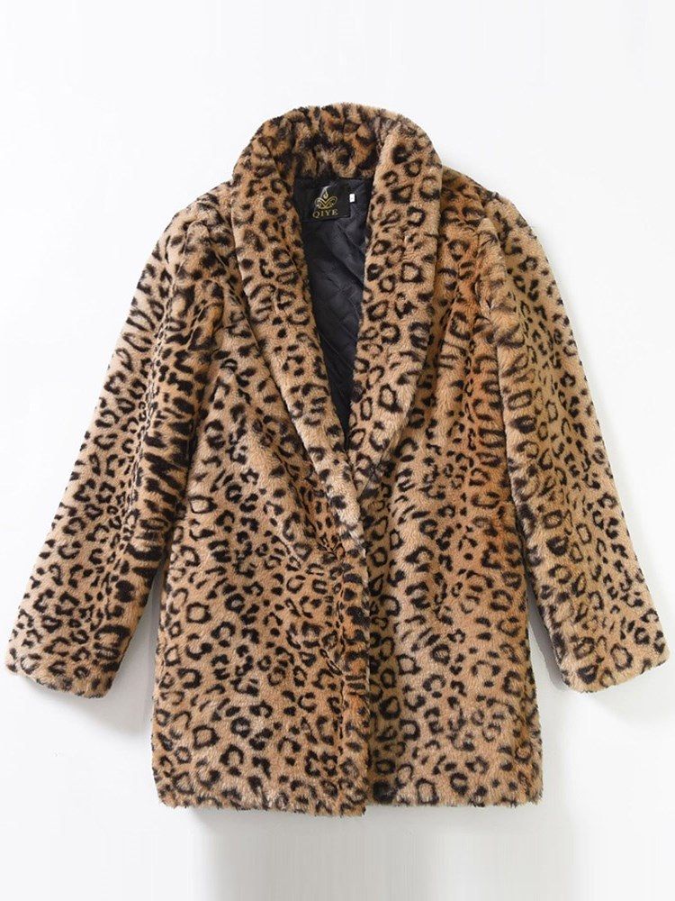 Casaco Feminino Solto Leopardo De Mangas Compridas Sexy