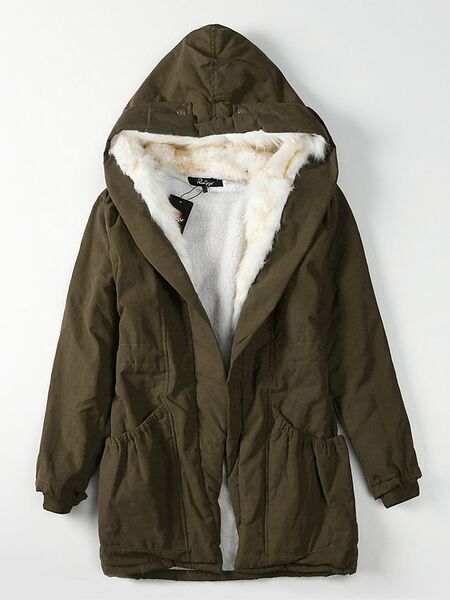 Casaco Militar Casual De Inverno Ao Ar Livre Com Capuz Trench Parkas Sobretudo Feminino