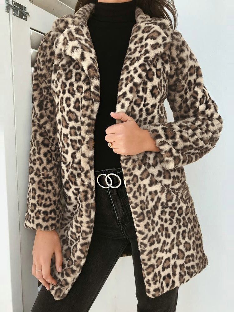 Sobretudo De Inverno Fino Estampado Feminino